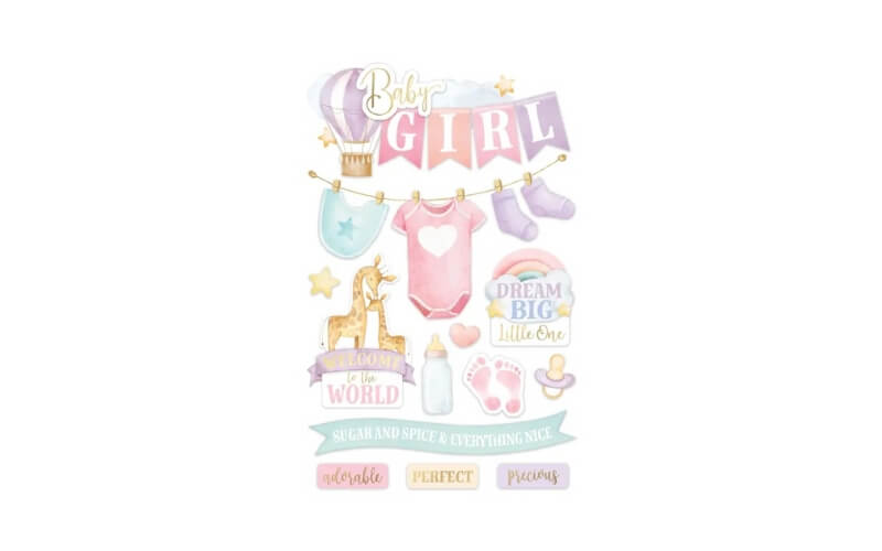 Baby Meisje Pastel 3D Stickers Paper House