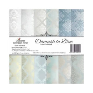 Plakboekpapier 20x20 Blauw Damast Decorer