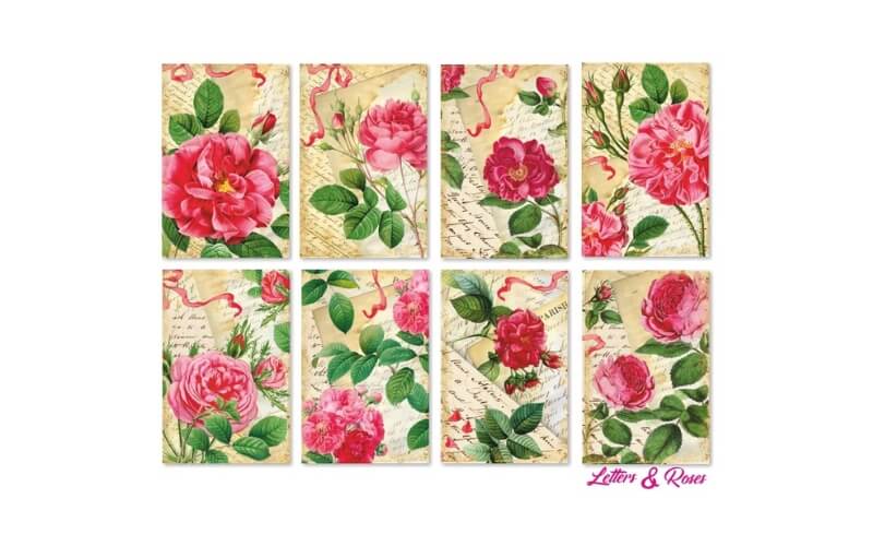 Plakboekpapier Mini Brieven en Rozen Decorer