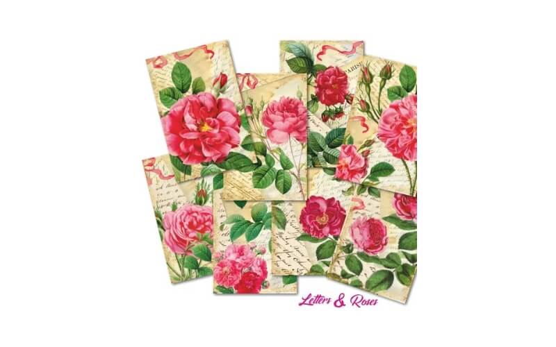 Plakboekpapier Mini Brieven en Rozen Decorer