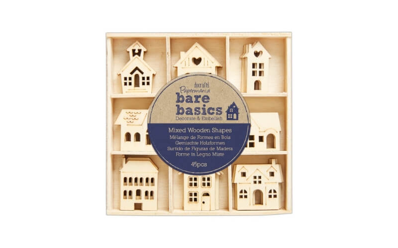 Card Toppers Hout Huisjes Bare Basics
