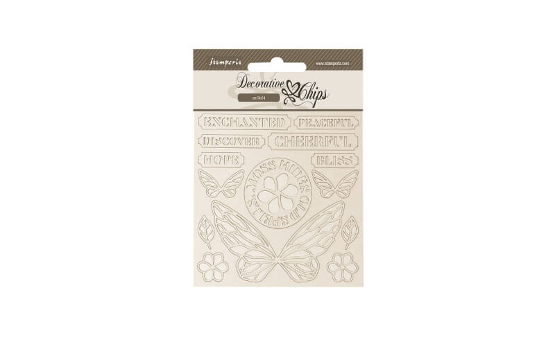 Decoratie Chips Whispering Woods Vlinder Stamperia
