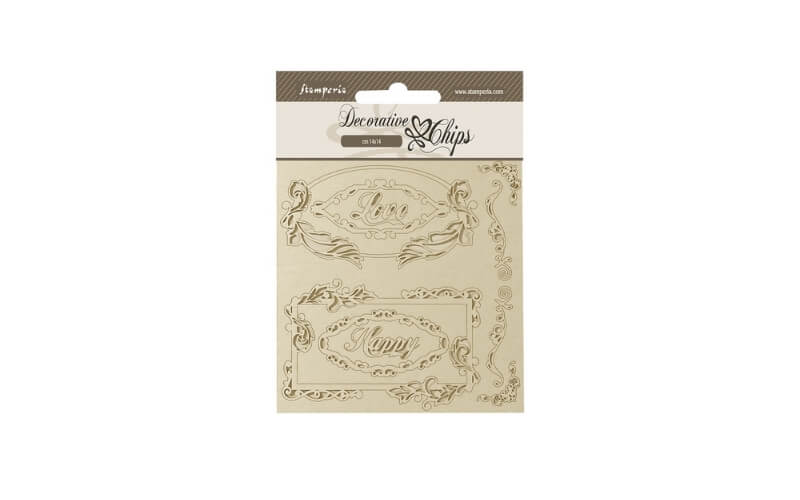 Decoratieve Chips Love Happy frames Stamperia