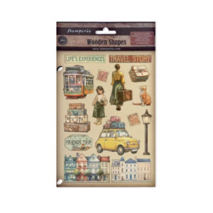 Gekleurde Houten Vormen Art of Travelling Stamperia