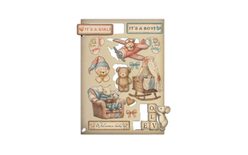 Gekleurde Houten Vormen Baby Stamperia