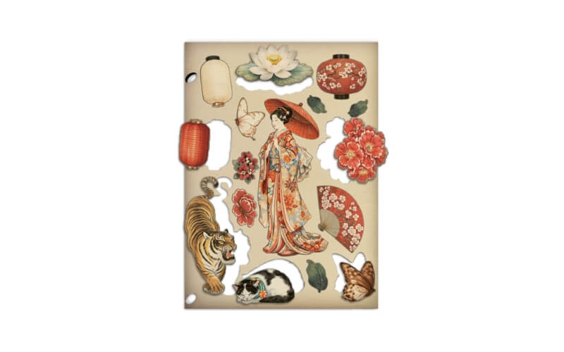 Gekleurde Houten Vormen Oriental Garden Stamperia