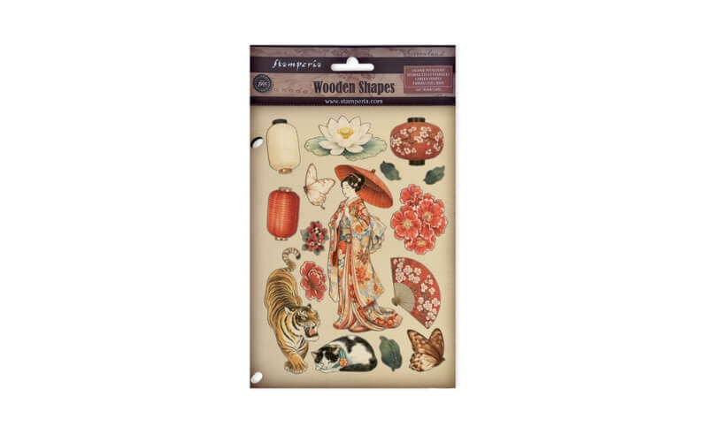 Gekleurde Houten Vormen Oriental Garden Stamperia