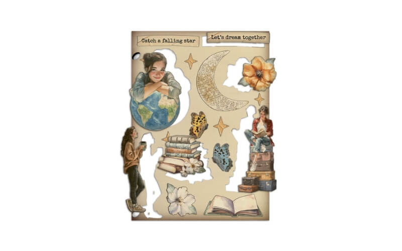 Gekleurde Houten Vormen Secret Diary Stamperia