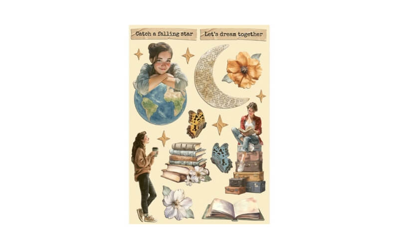 Gekleurde Houten Vormen Secret Diary Stamperia