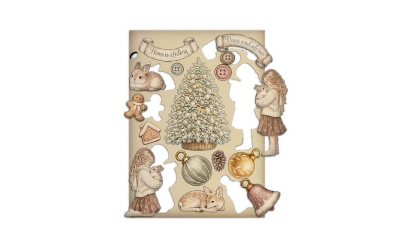 Gekleurde Houten Vormen White Christmas Stamperia