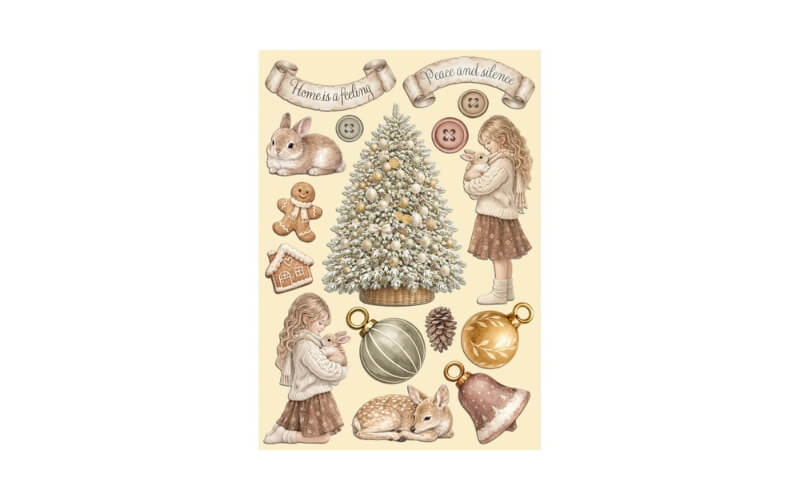 Gekleurde Houten Vormen White Christmas Stamperia