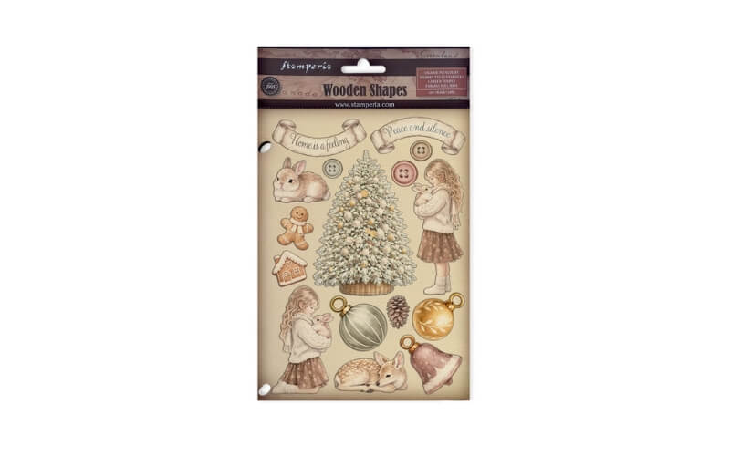 Gekleurde Houten Vormen White Christmas Stamperia