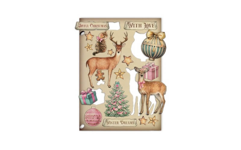 Gekleurde Houten Vormen Winter Magic Stamperia