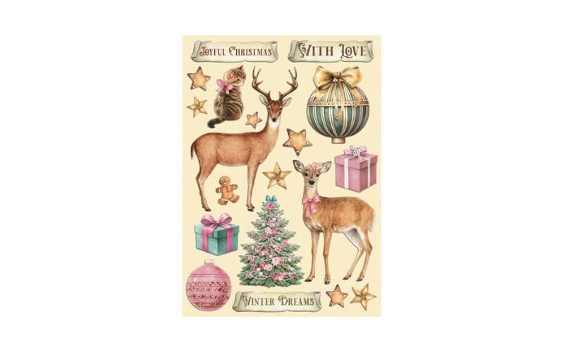 Gekleurde Houten Vormen Winter Magic Stamperia