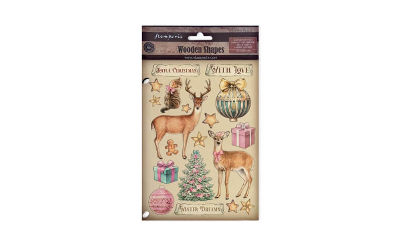Gekleurde Houten Vormen Winter Magic Stamperia