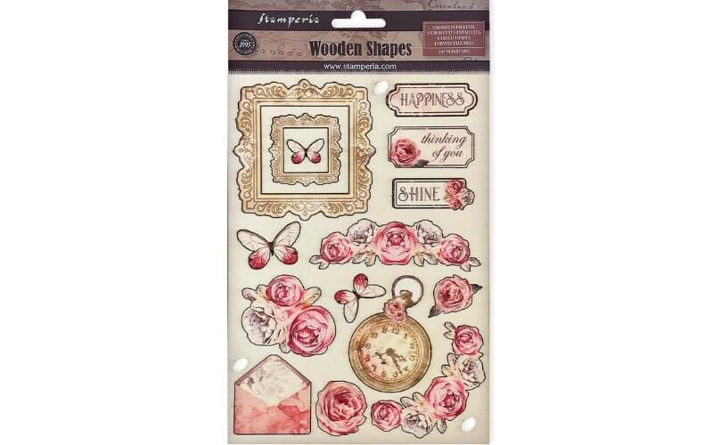 Houten Vormen Shabby Rozen Stamperia