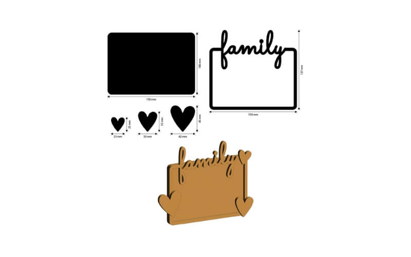 Houten Vorm Family Plate Family Hearts Stamperia