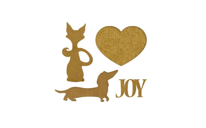 Houten Vorm Furry Friends Silhouet Hond en Kat Stamperia