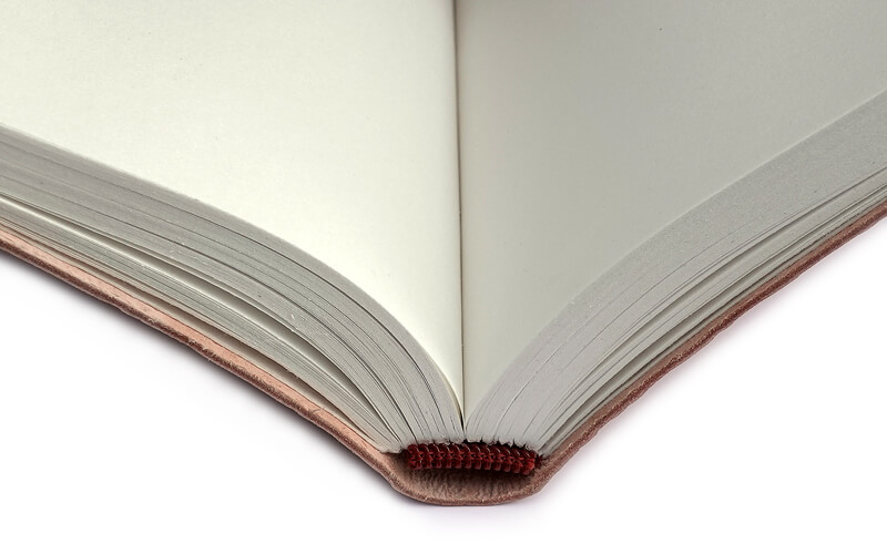 Notitieboek Leer Roodbruin Bloemmotief