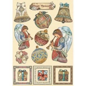 Kerstwensen Houten Kaarttoppers Stamperia