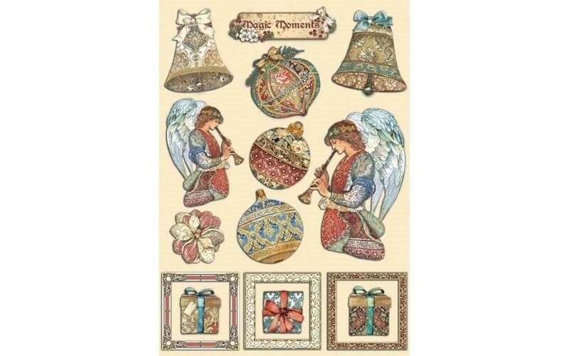 Kerstwensen Houten Kaarttoppers Stamperia