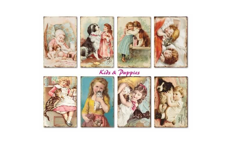 Plakboekpapier Mini Kinderen en Puppy's Decorer