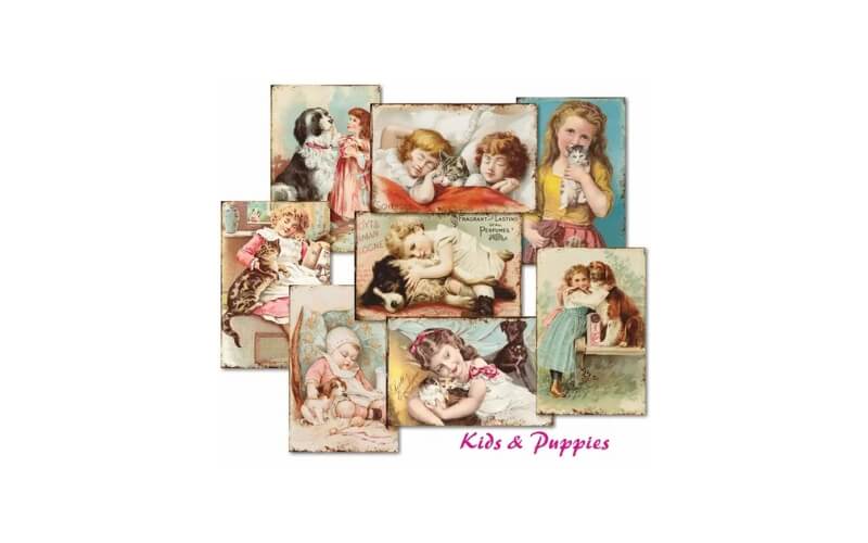 Plakboekpapier Mini Kinderen en Puppy's Decorer