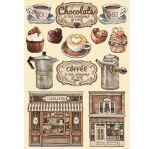 Koffie-Chocola Houten Kaarttoppers Stamperia
