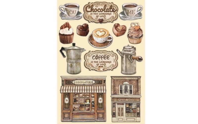 Koffie-Chocola Houten Kaarttoppers Stamperia
