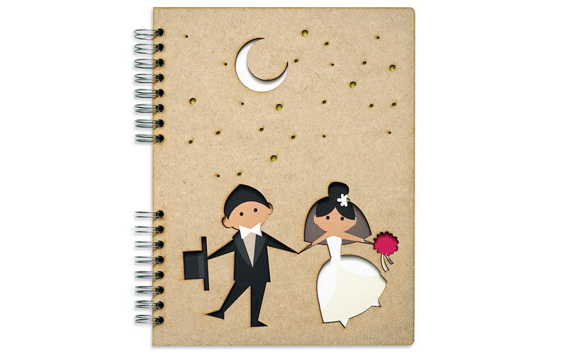 Notitieboek Hout Bruidspaar A4