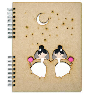 Notitieboek Hout Bruidspaar 2-Dames
