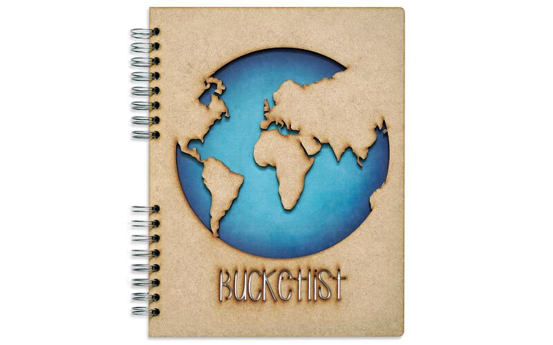 Notitieboek Hout Wereldbol A4