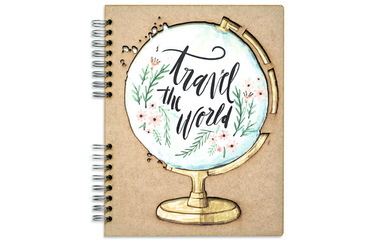 Notitieboek Hout TraveltheWorld A4