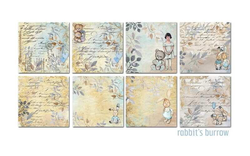 Plakboekpapier 15x15 Konijnenhol Decorer
