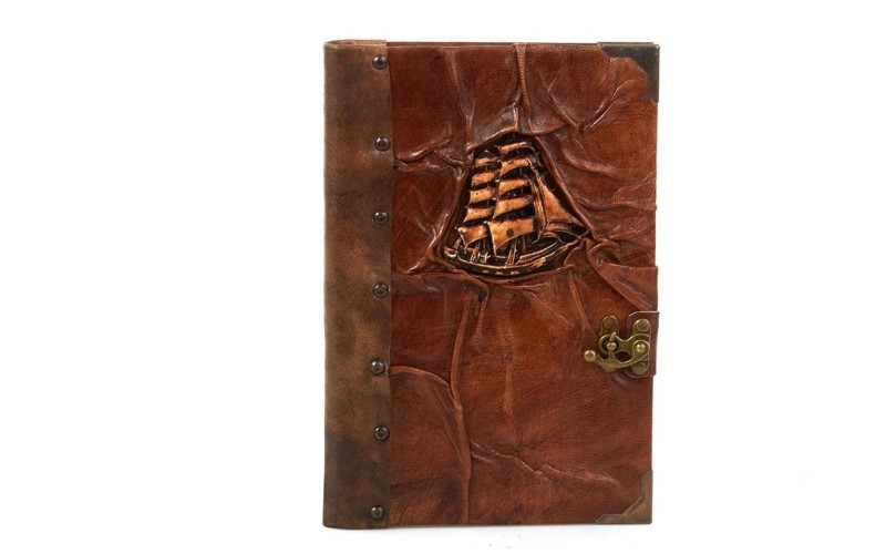 Lederen Notitieboek Zeilschip A5
