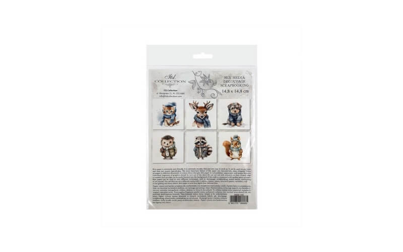 Mini Rijstpapier Set Dieren in Winter 6 Vellen Itd Collection