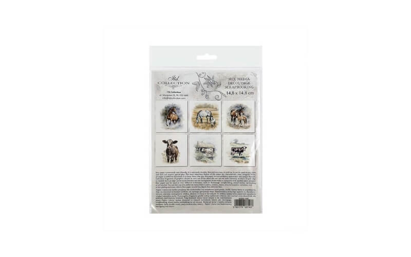 Mini Rijstpapier Set Paarden-Koeien 6 Vellen Itd Collection