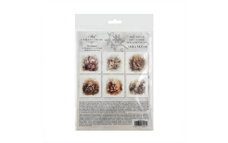 Mini Rijstpapier Set Teddyberen 6 Vellen ITD Collection