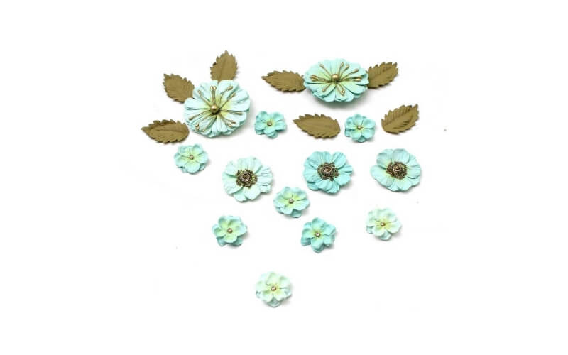 Papieren Bloemen Turquoise