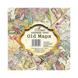 Plakboekpapier 20x20 Oude Kaarten Decoder