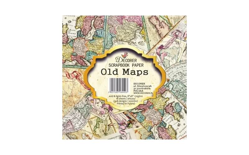 Plakboekpapier 20x20 Oude Kaarten Decoder