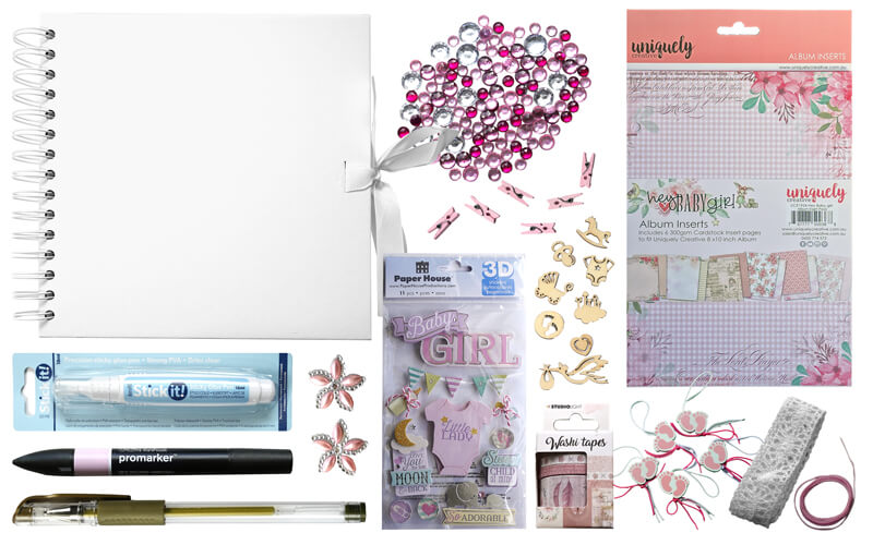 Scrapbookpakket Baby Girl Luxe Klein