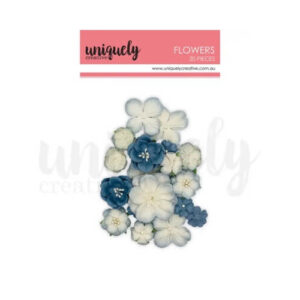 Papieren Bloemen Grijs Blauw Uniquely Creative