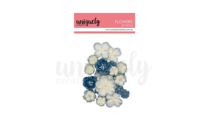 Papieren Bloemen Grijs Blauw Uniquely Creative