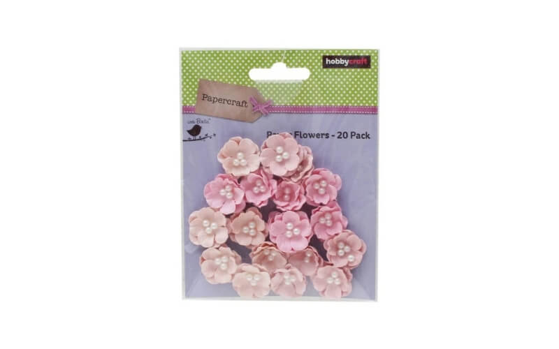 Papieren Bloemen Roze met Pareltjes