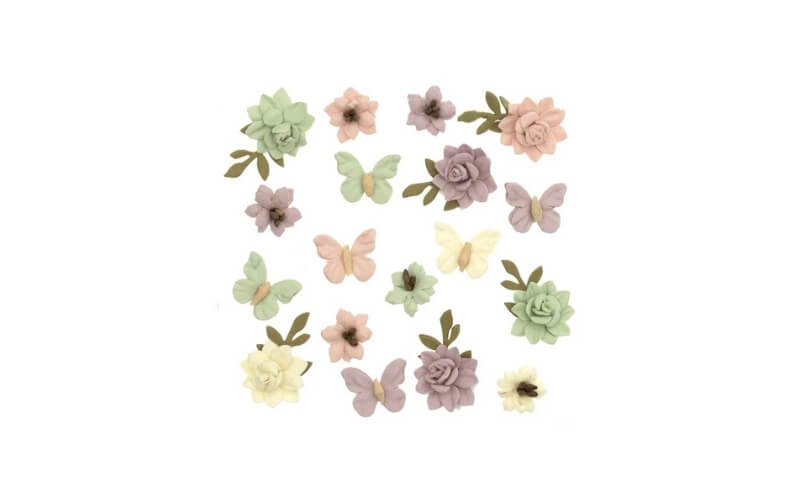Papieren Bloemen en Vlinders Pastel