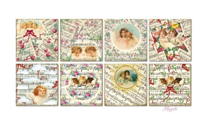 Plakboekpapier 15x15 Engeltjes Decorer