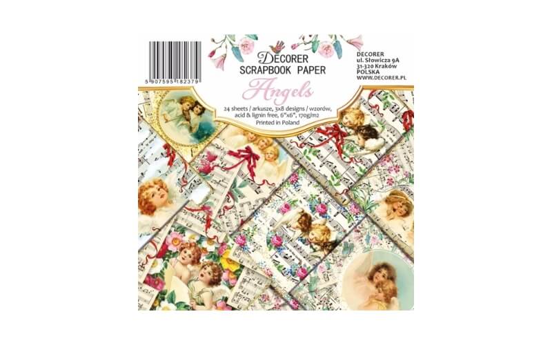 Plakboekpapier 15x15 Engeltjes Decorer