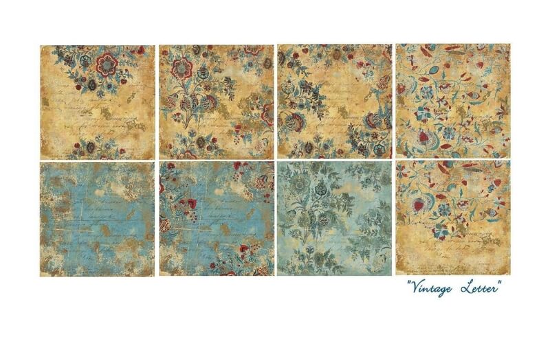 Plakboekpapier 15x15 Vintage Brieven Decorer