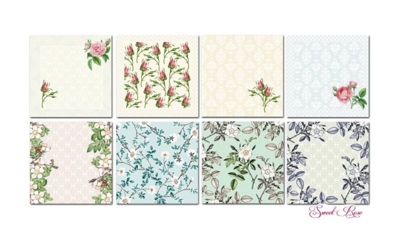 Plakboekpapier 15x15 Zoete Roos Decorer